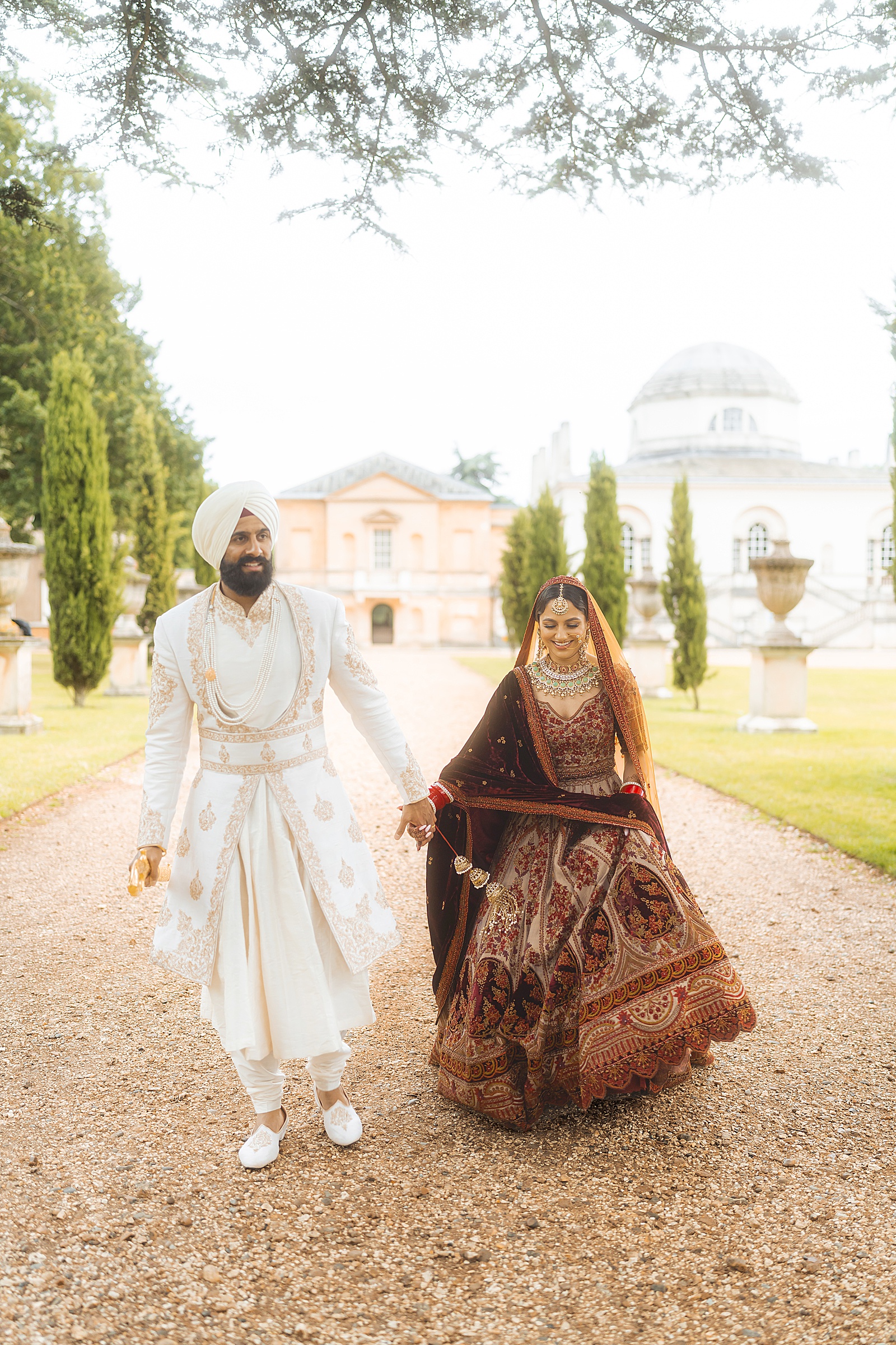 Indian Wedding Couple At Chiswick House And Gardens